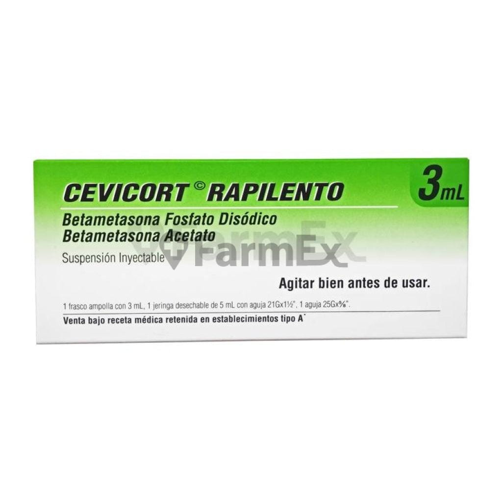 Cevicort Rapilento Inyectable x 1 ampolla + jeringa "Ley Cenabast" Farmex-VidaTres-Persistente